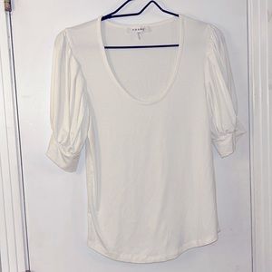 Frame Blouson short sleeve White Top, Size Sm/P
